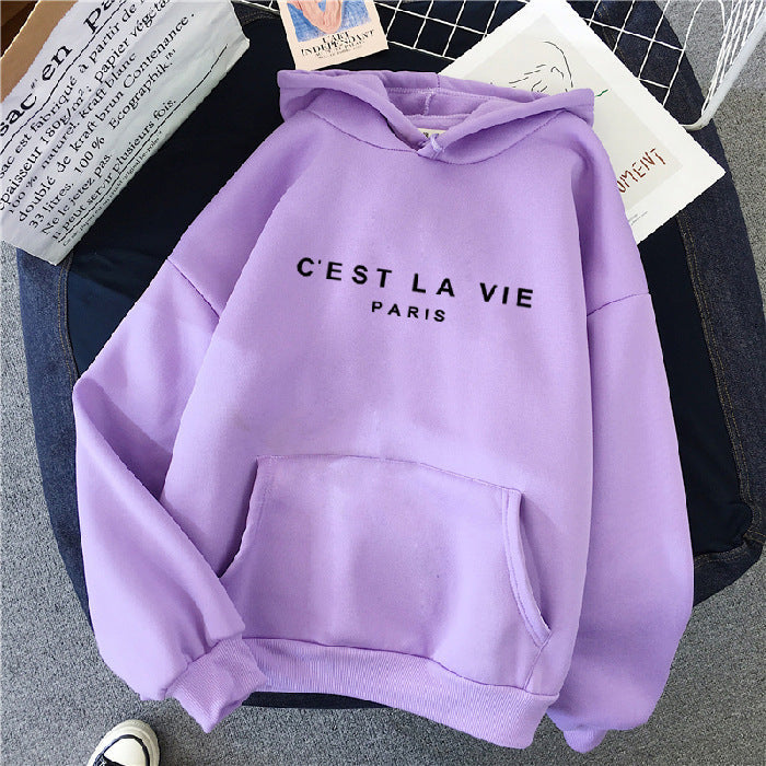 Back view of the Women Paris Print Casual Hoodie | Amirelle