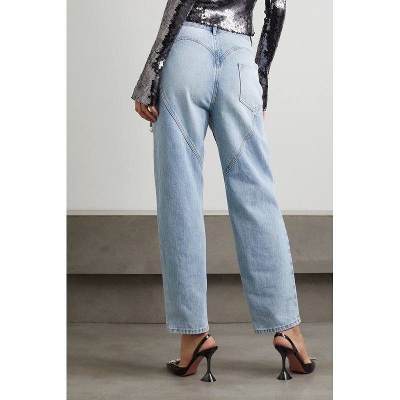 Front view of Women Crystal-Cutout Straight Leg Jeans | Inella