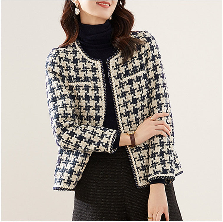 Houndstooth tweed jacket for women