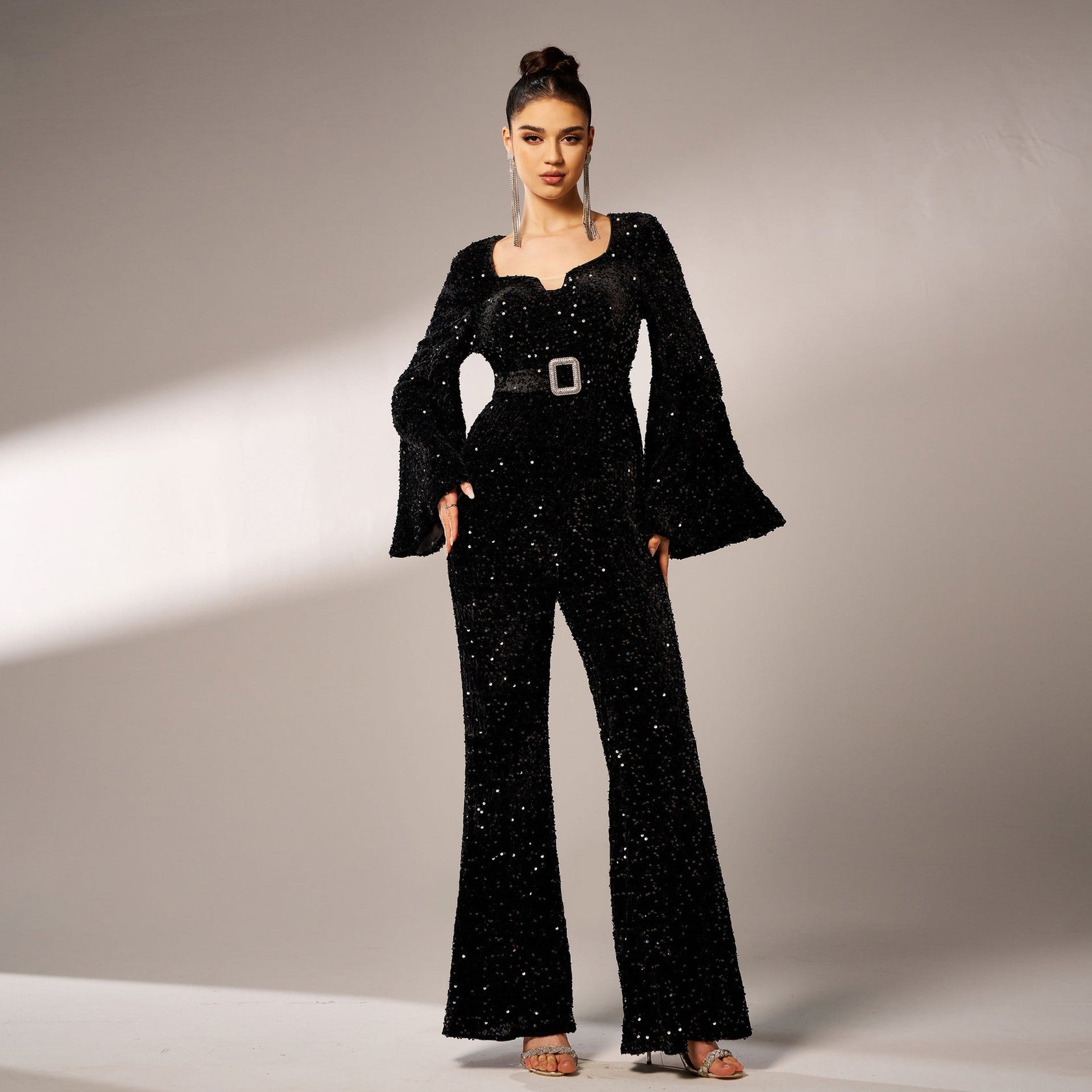 Women Sequin Wide-Leg Jumpsuit | Estara