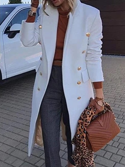 Back view of camel blazer for women