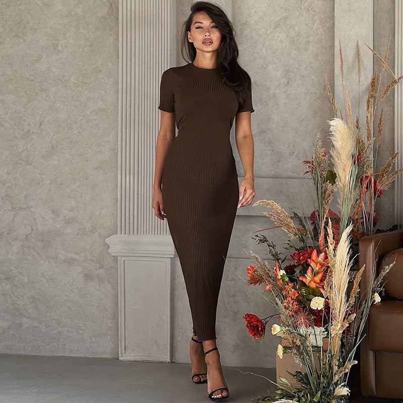 Women Ribbed Minimalist Sheath Dress | Brezia